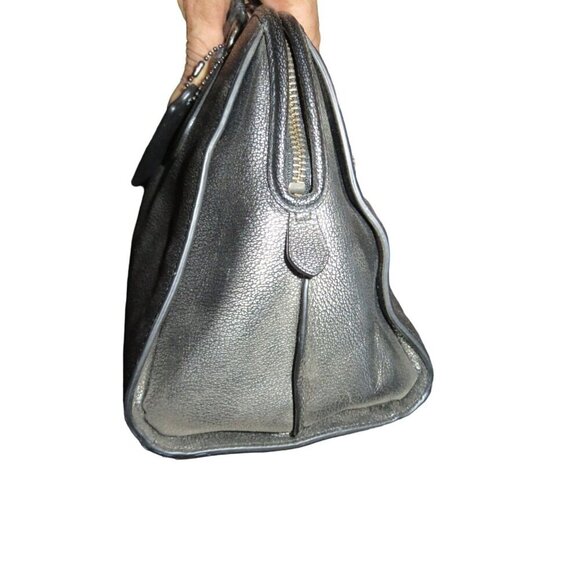 COACH Nolita 2015 Gunmetal Metallic Pebble Leather Satchel Crossbody Tote 35964 - Picture 5 of 16